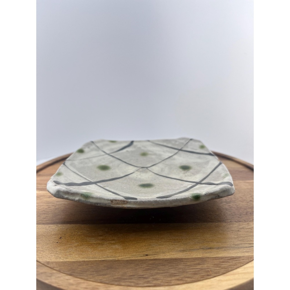 Vintage Studio Pottery Plate – Japanese Wabi Sabi Harlequin Stoneware - Picture 12 of 13